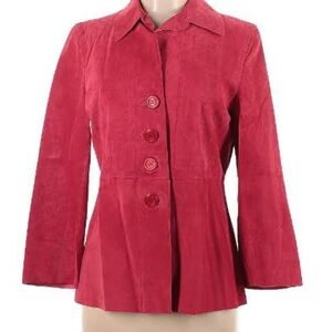 Leather Suede Jacket Red M